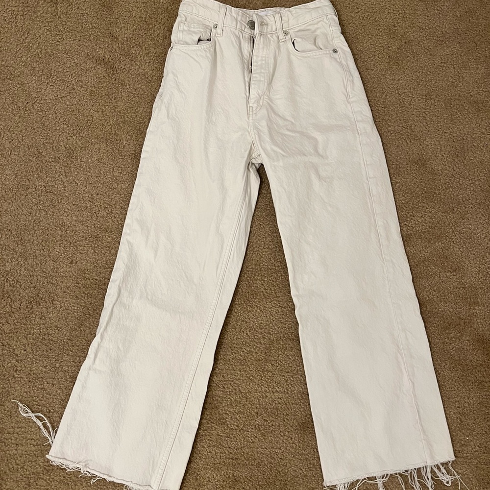 Zara Cream Wide Leg Jeans